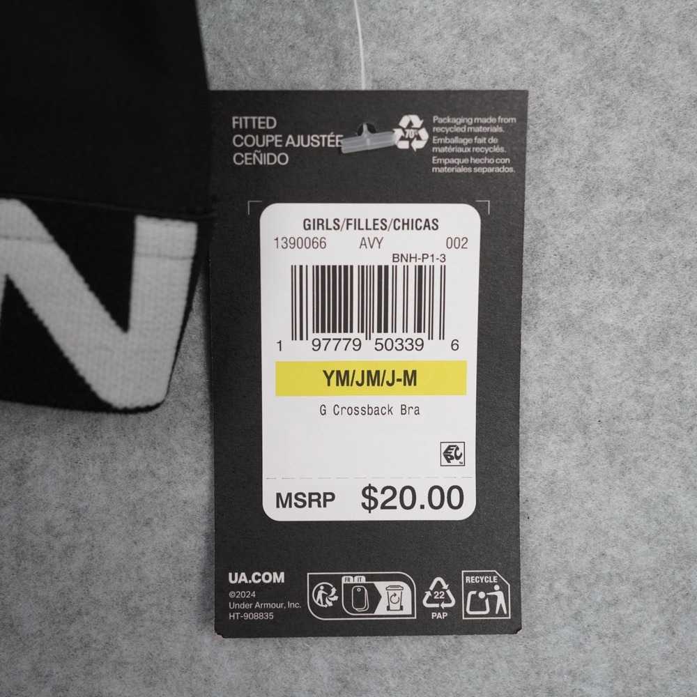 Under Armour Sports Bra Girls Medium Black G Crossback Bra 3 Pack 1390066 Fitted - Picture 2 of 3